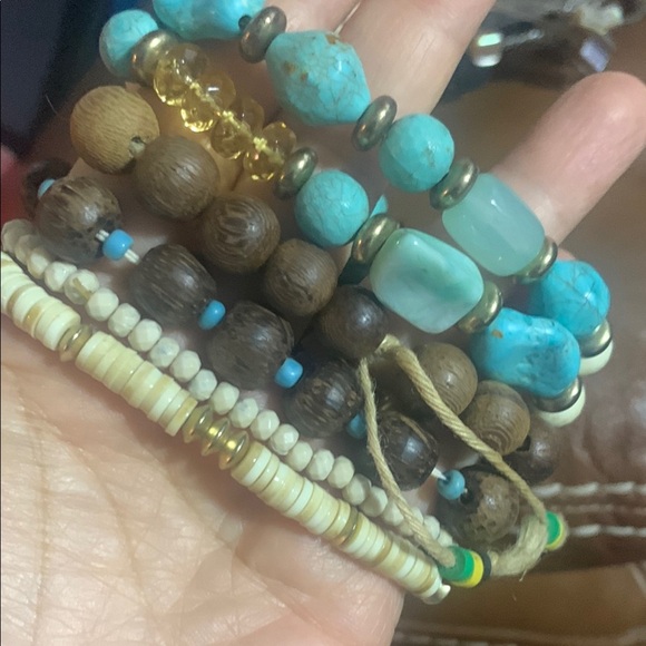 6 pcs used Bohemian Multi-Color Beaded Bracelet Set - Picture 2 of 6